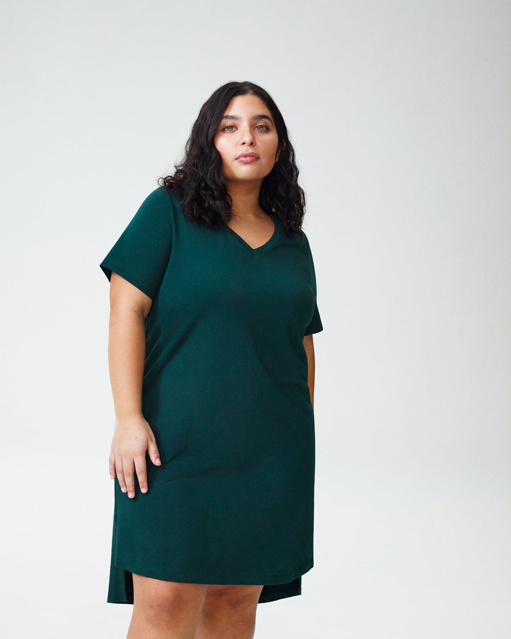 Petite Tesino Washed Jersey Dress - Forest Green
