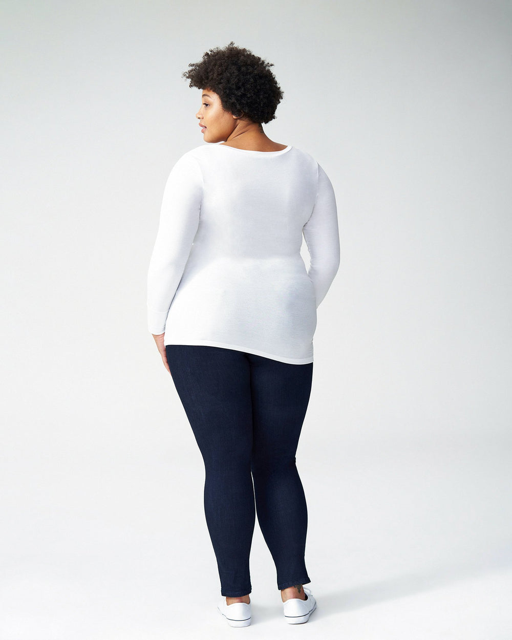 Foundation Long Sleeve V Neck Tee - White