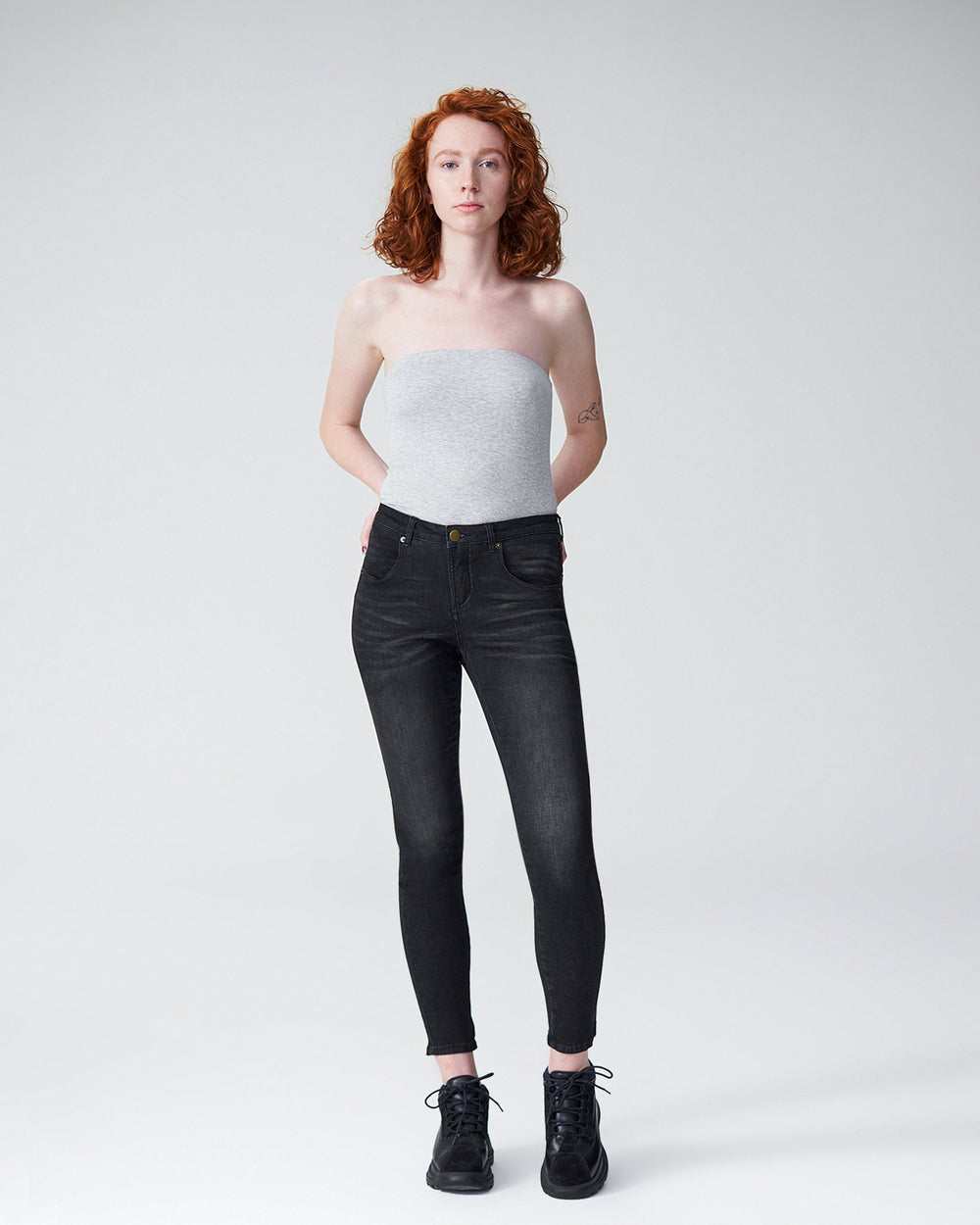 Seine Mid Rise Skinny Jeans 32 Inch - Distressed Black