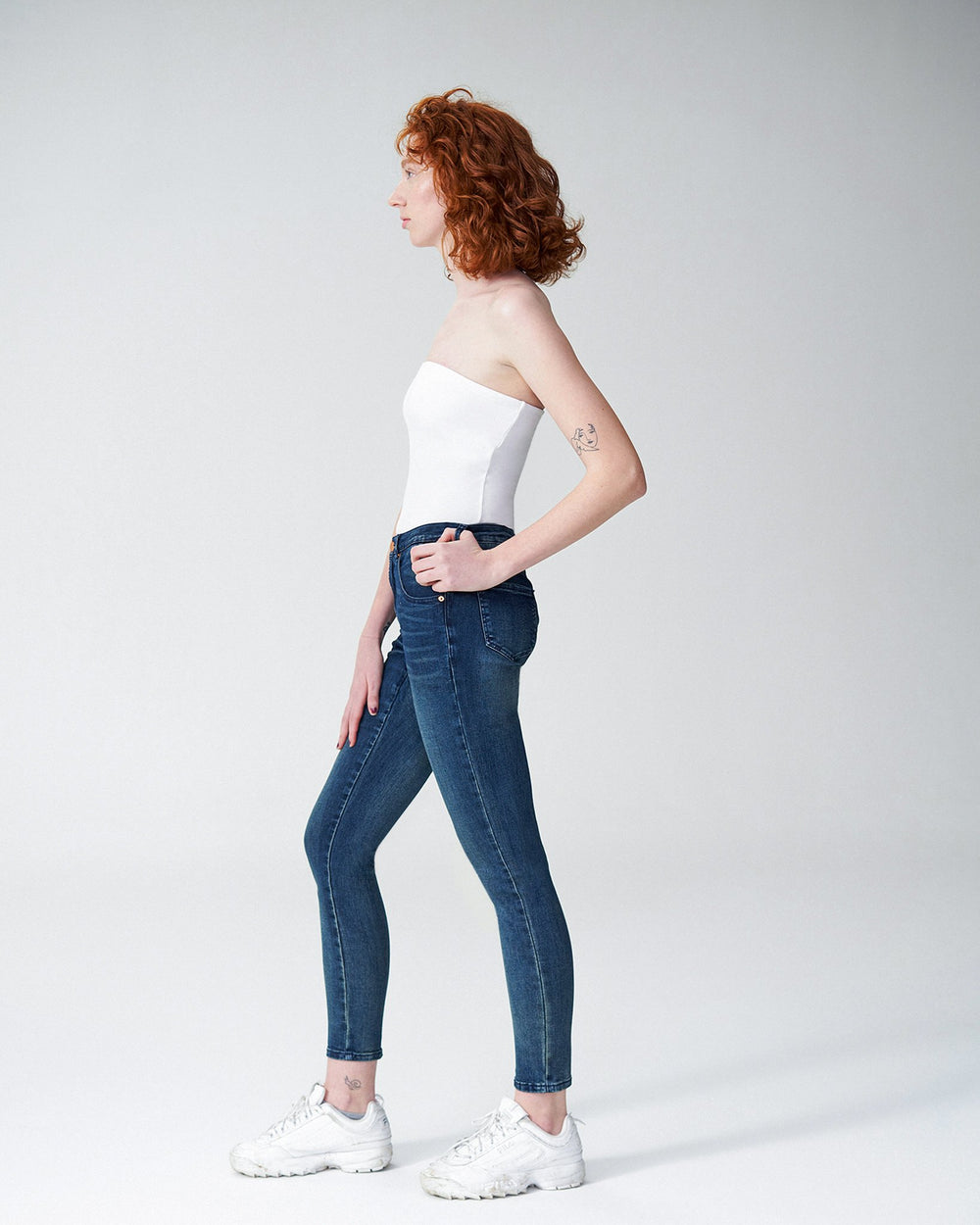 Seine Mid Rise Jeans 32 Inch - Distressed Blue