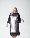 Wonder Sequin Slip Dress - Silver/Black Image Thumbnmail #3