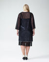 Wonder Sequin Slip Dress and Thames Belle Sleeve Mesh Dress Set - Silver/Black Image Thumbnmail #4