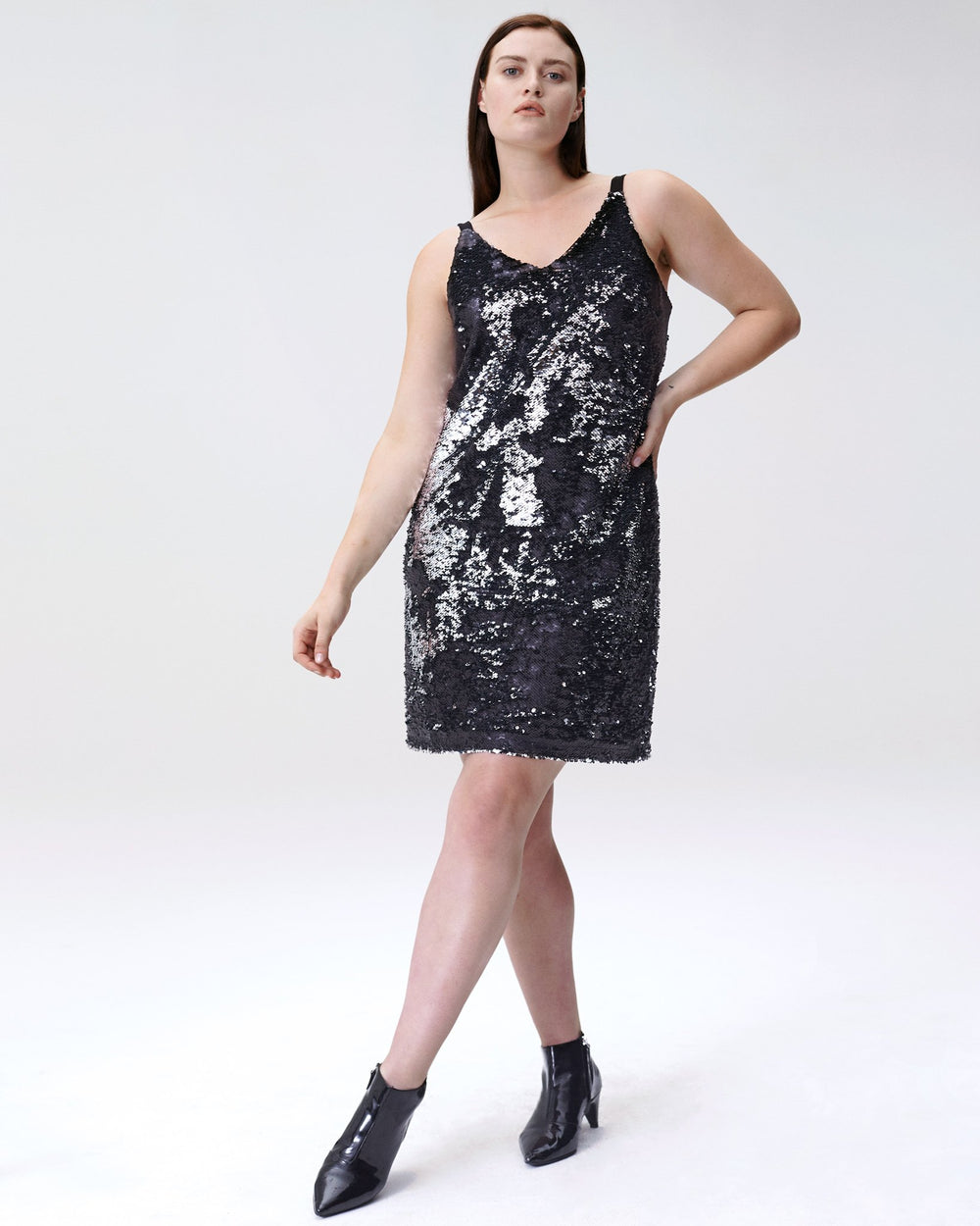 Wonder Sequin Slip Dress - Silver/Black