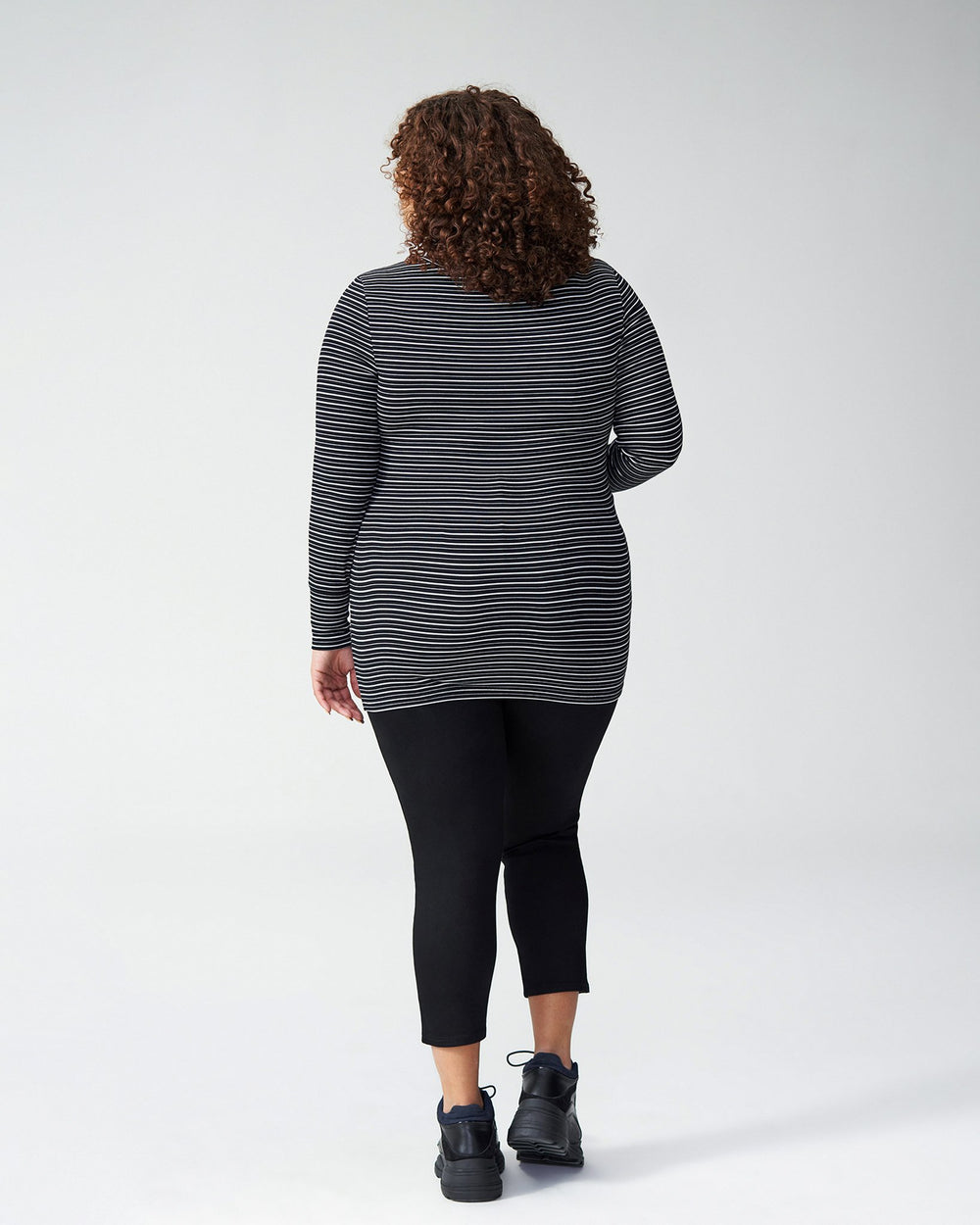 Foundation Long Sleeve Crew Neck Tee - Black/White Stripe