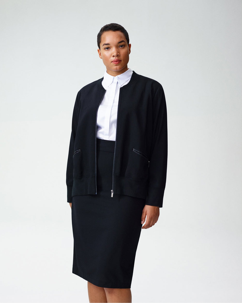 Lynn Luxe Twill Pencil Skirt - Black