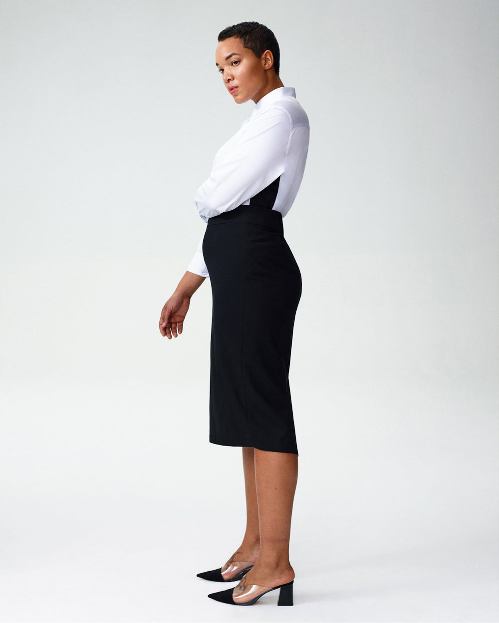 Lynn Luxe Twill Pencil Skirt - Black