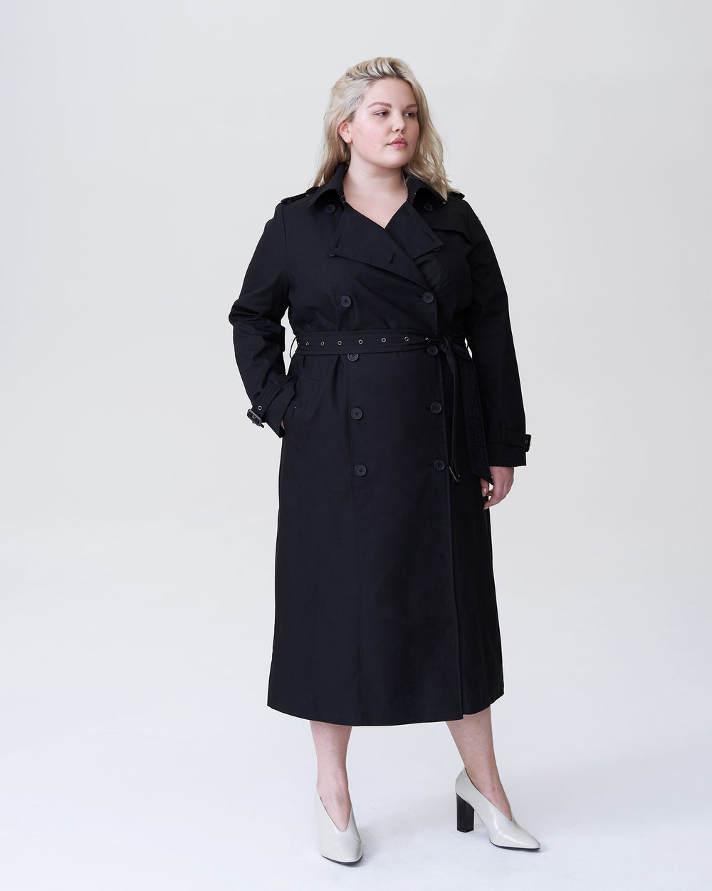 Tirsa Long Trench Coat - Black