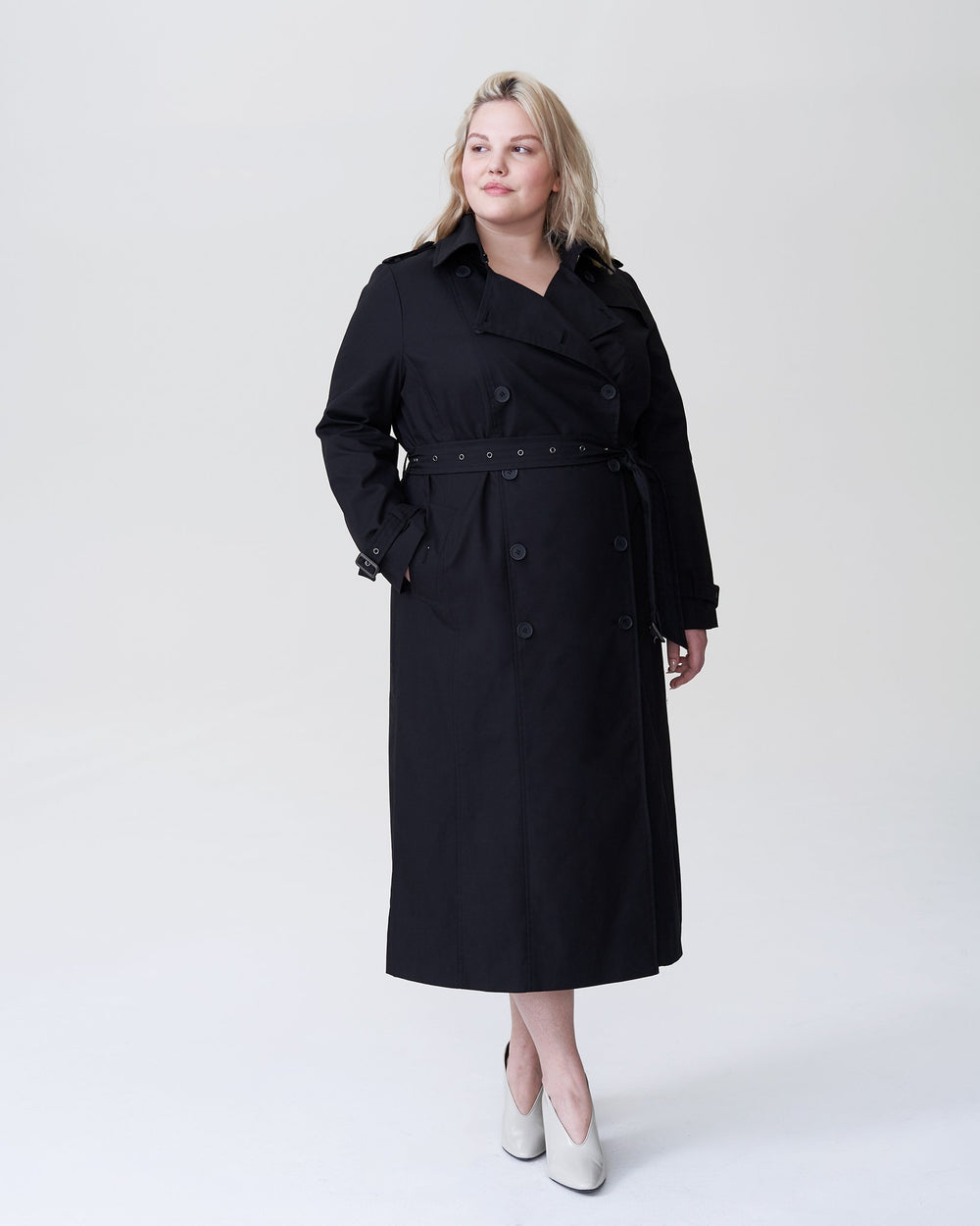 Tirsa Long Trench Coat - Black