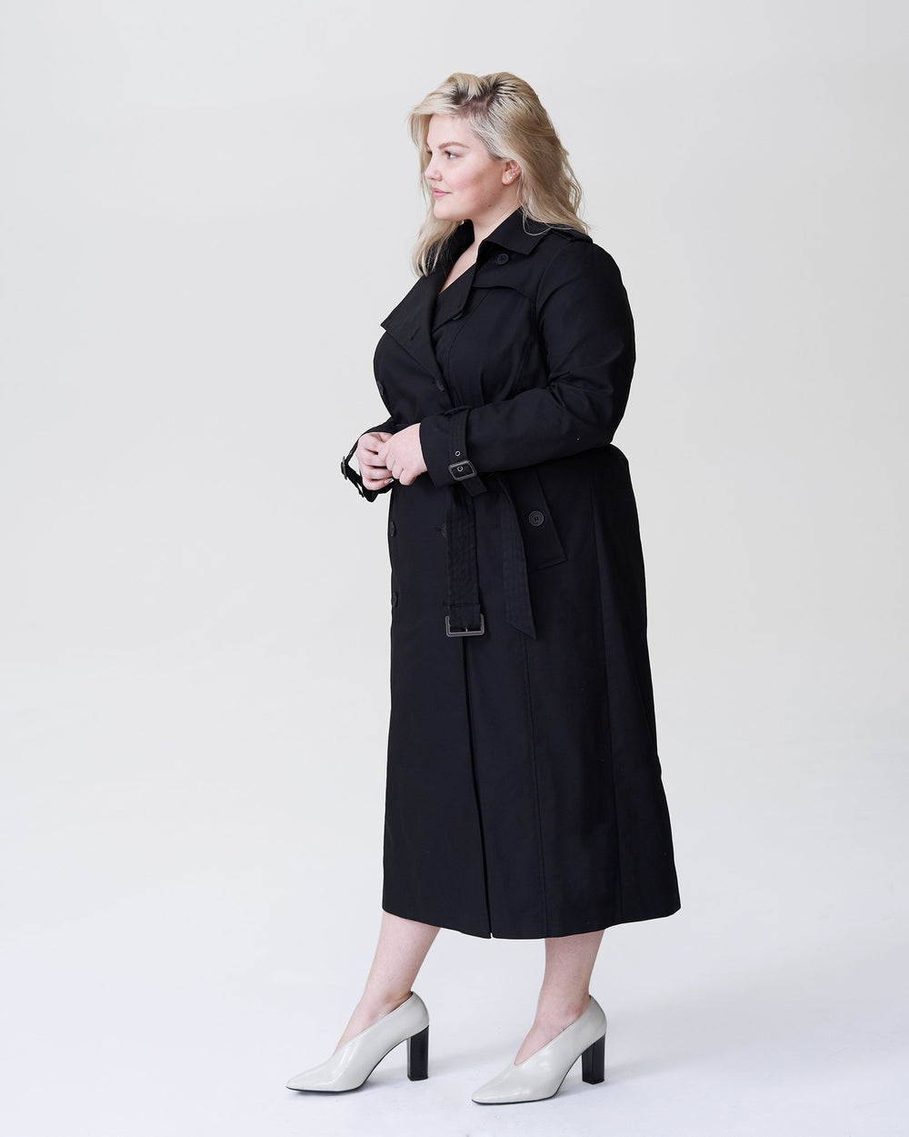Tirsa Long Trench Coat - Black