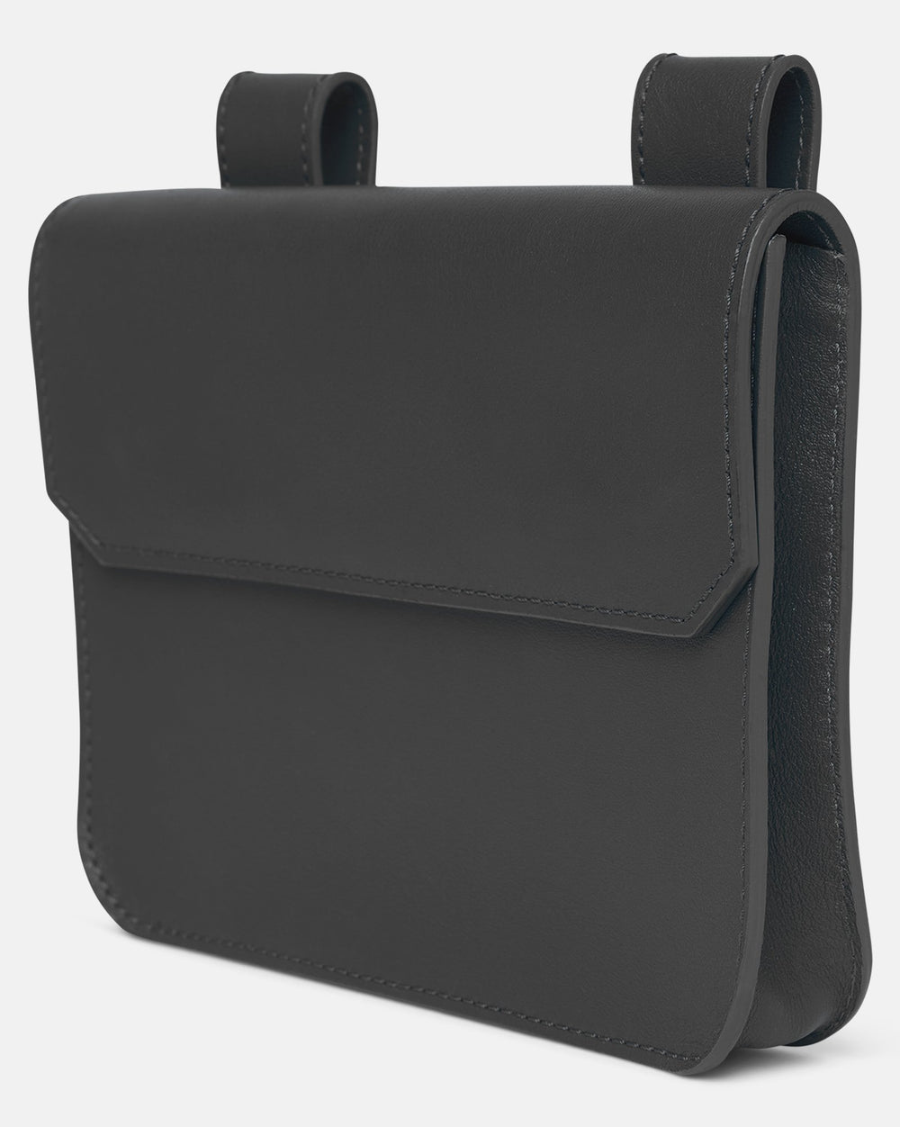 Leather Midi Pochette - Black