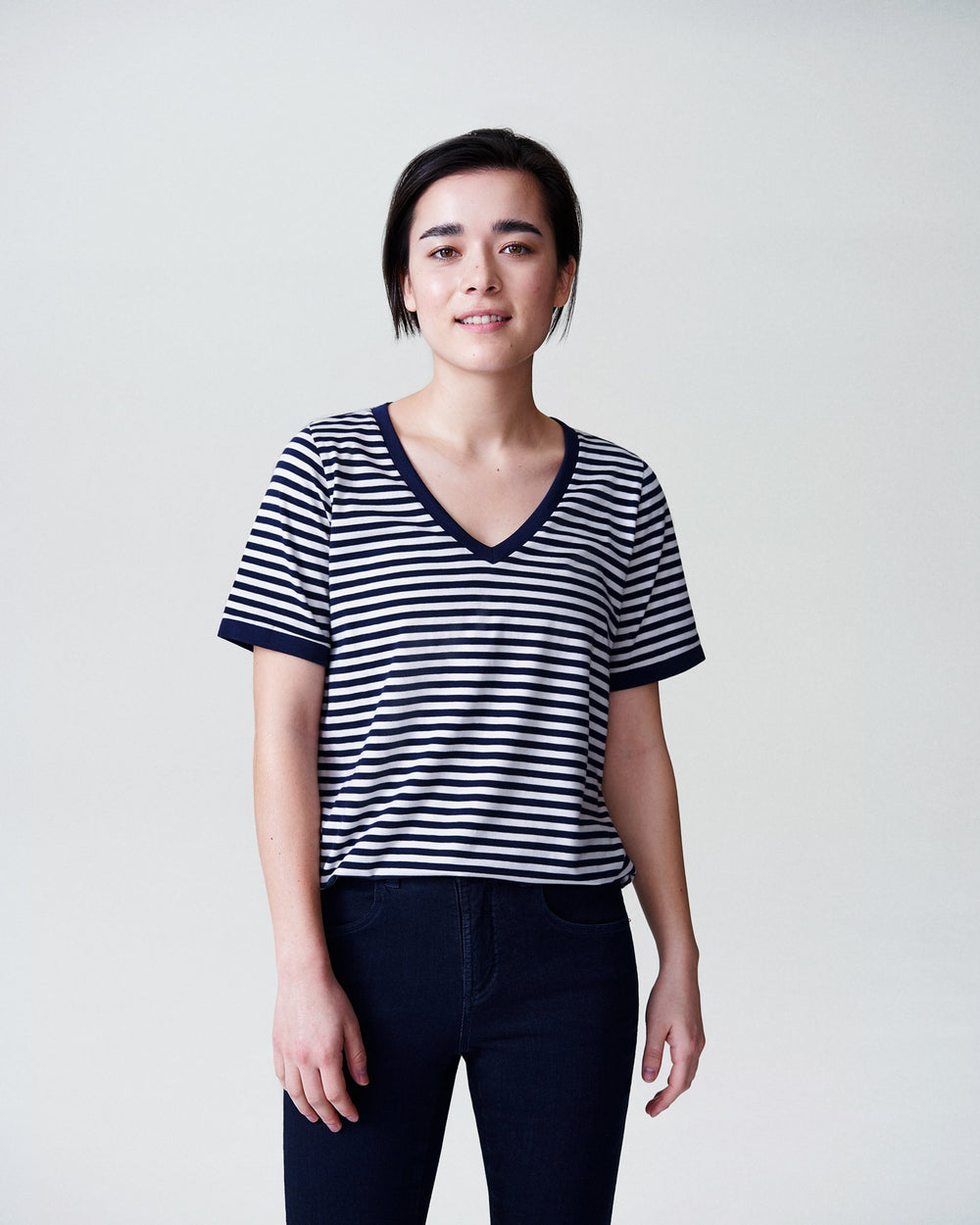 V Rex - Navy/Dove Grey Stripe