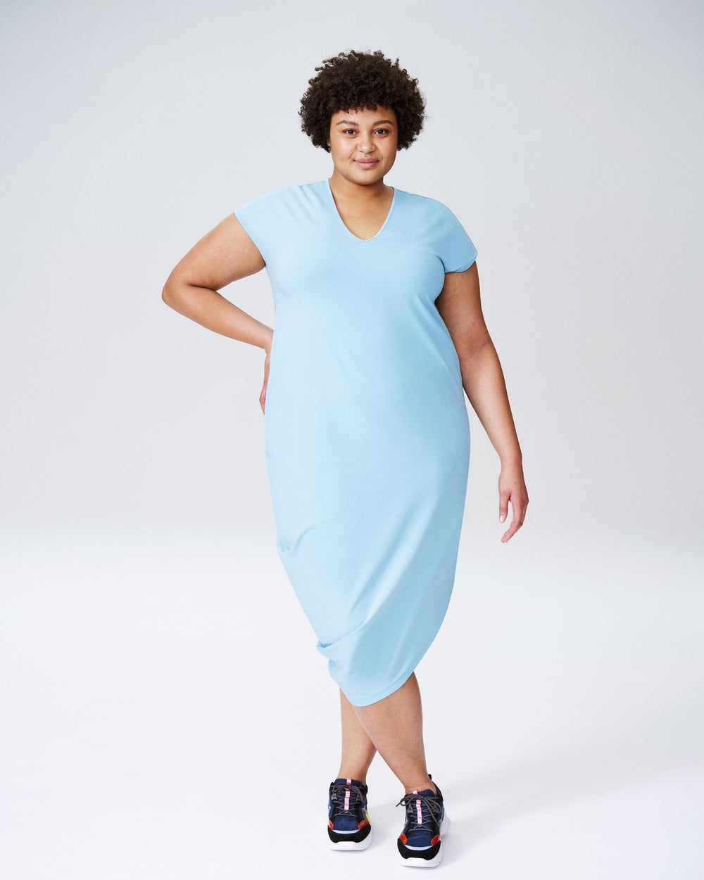 Geneva V-Neck Dress - Carolina Blue