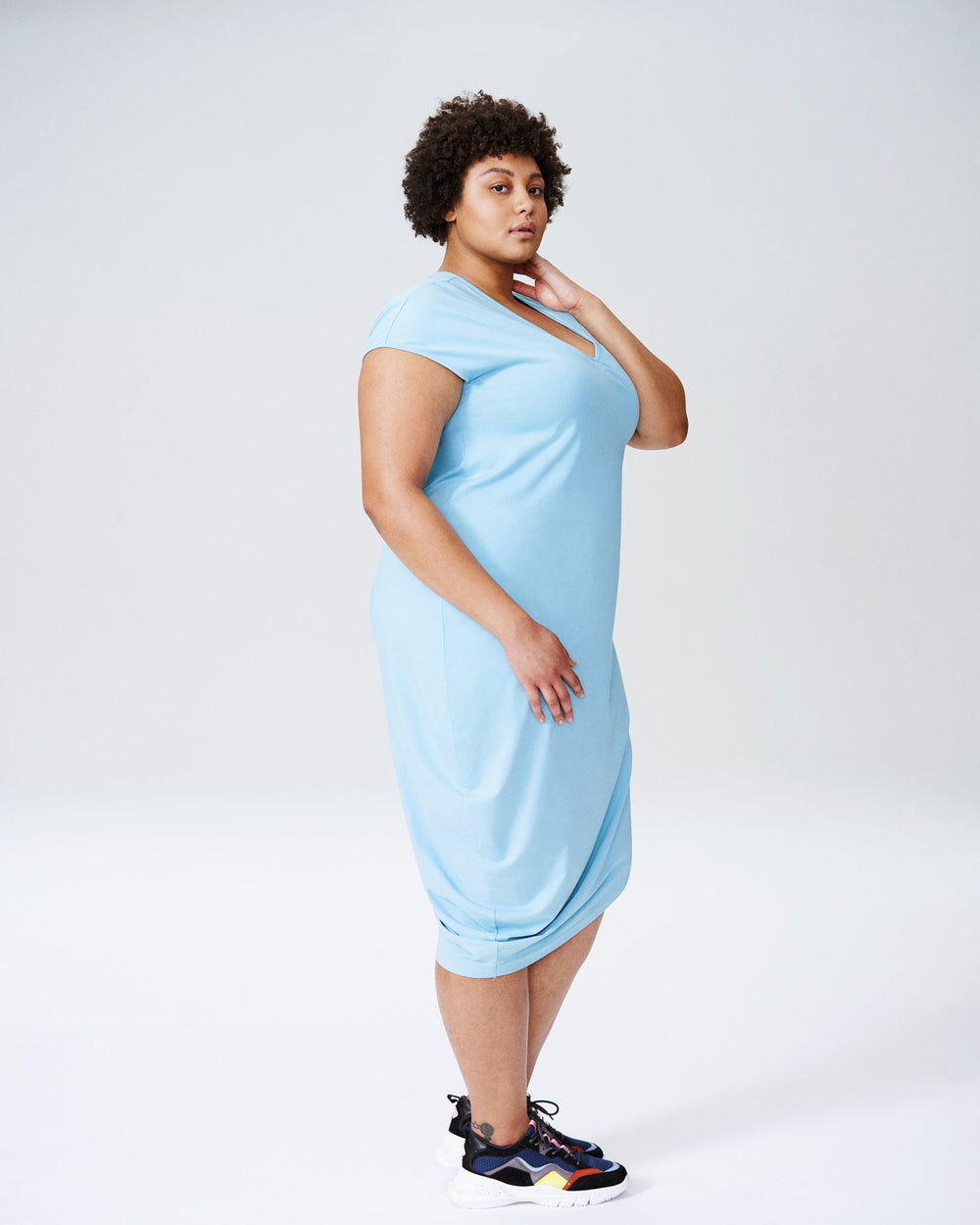 Geneva V-Neck Dress - Carolina Blue