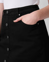 Ang Denim Button Down Skirt - Black