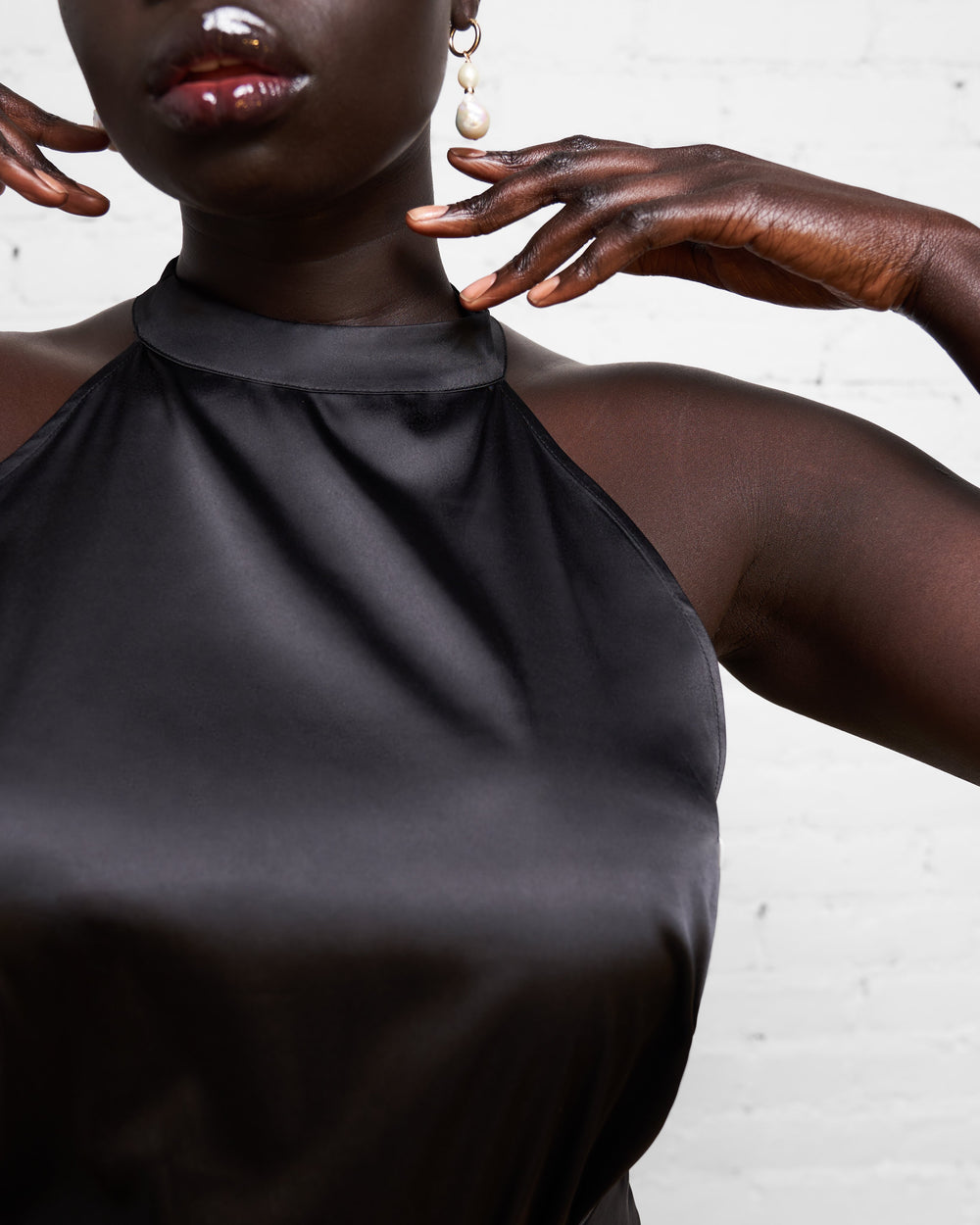 Courtney Halter Top - Glossy Black