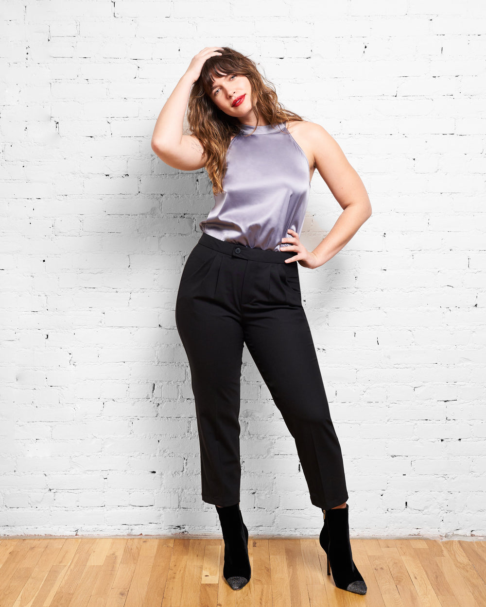 Courtney Halter Top - Glossy Lavender Grey