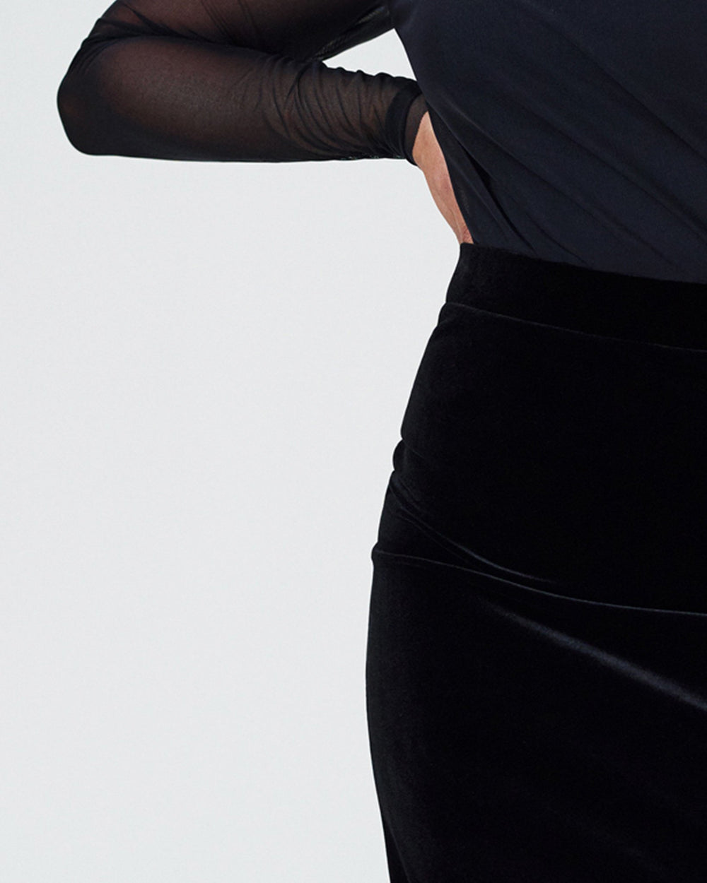Danube Velvet Pencil Skirt - Black
