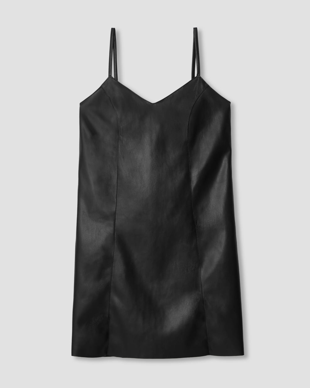 Hen Vegan Leather Slip Dress - Black