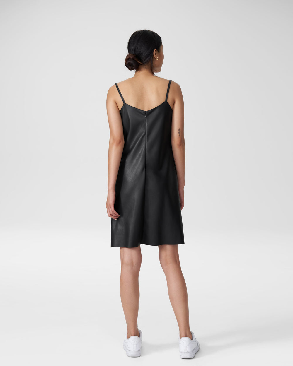 Hen Vegan Leather Slip Dress - Black