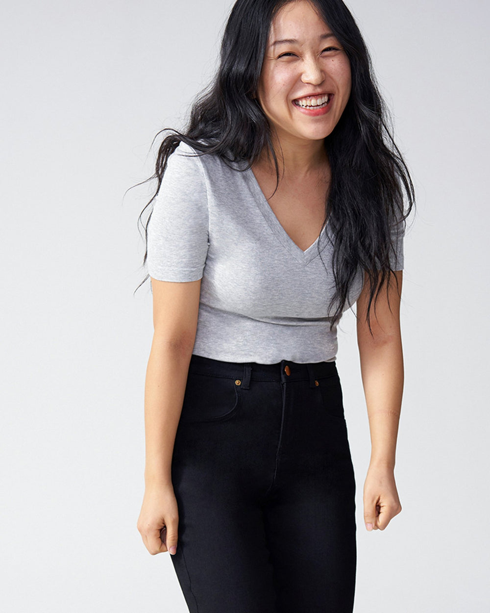 Foundation Short Sleeve V Neck Tee - Heather Grey