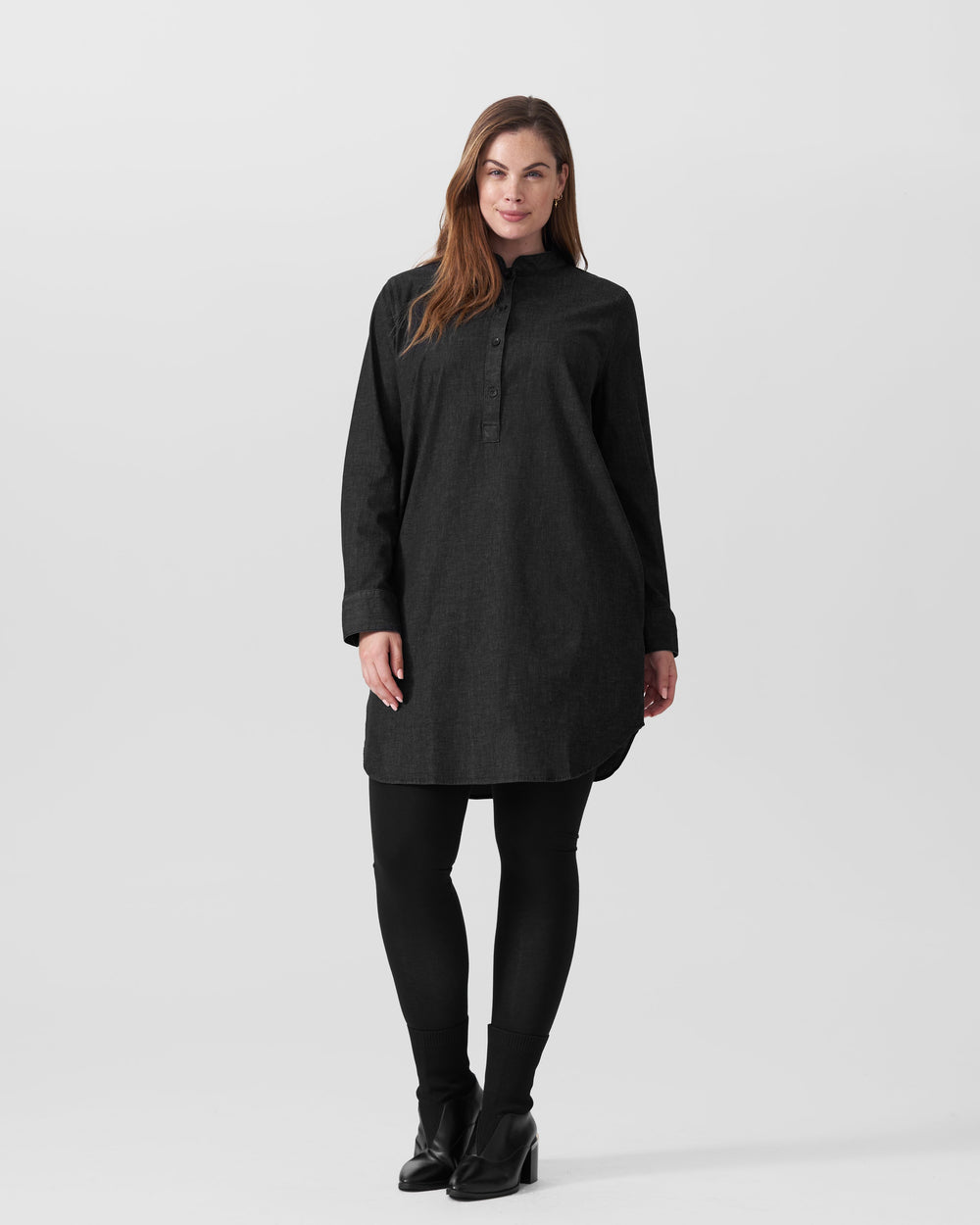 Hannah Denim Shirt Dress - Black