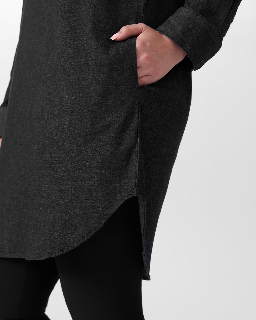 Hannah Denim Shirt Dress - Black