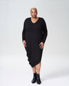 Long Sleeve V-Neck Geneva Dress - Black
