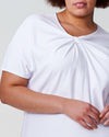 Mackaya Luxe Twill Knot Top - White