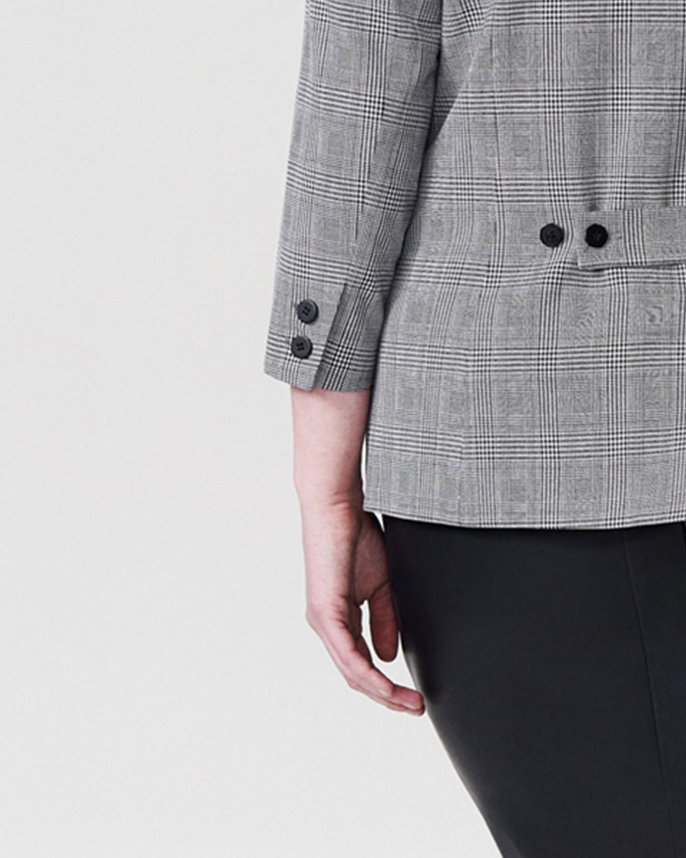 Meg Short Blazer - Grey Plaid