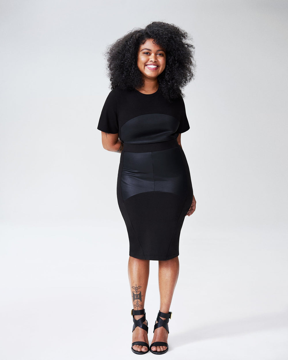 Petite Carver Panel Skirt - Black