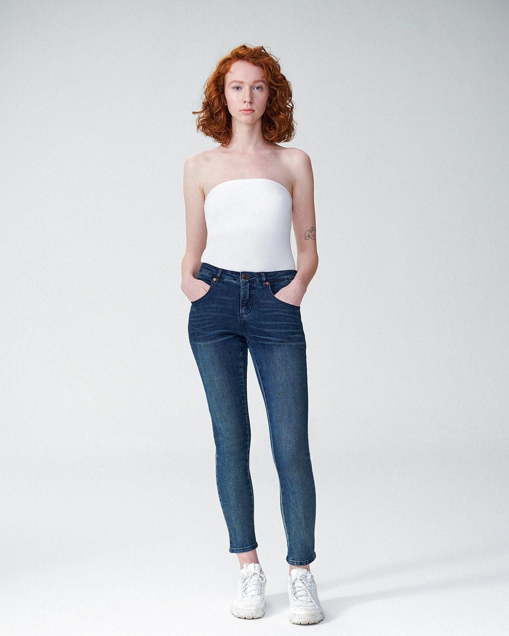 Seine Mid Rise Skinny Jeans 32 Inch - Distressed Blue