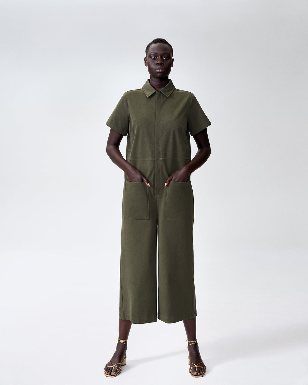 Kate Twill Jumpsuit - Olive